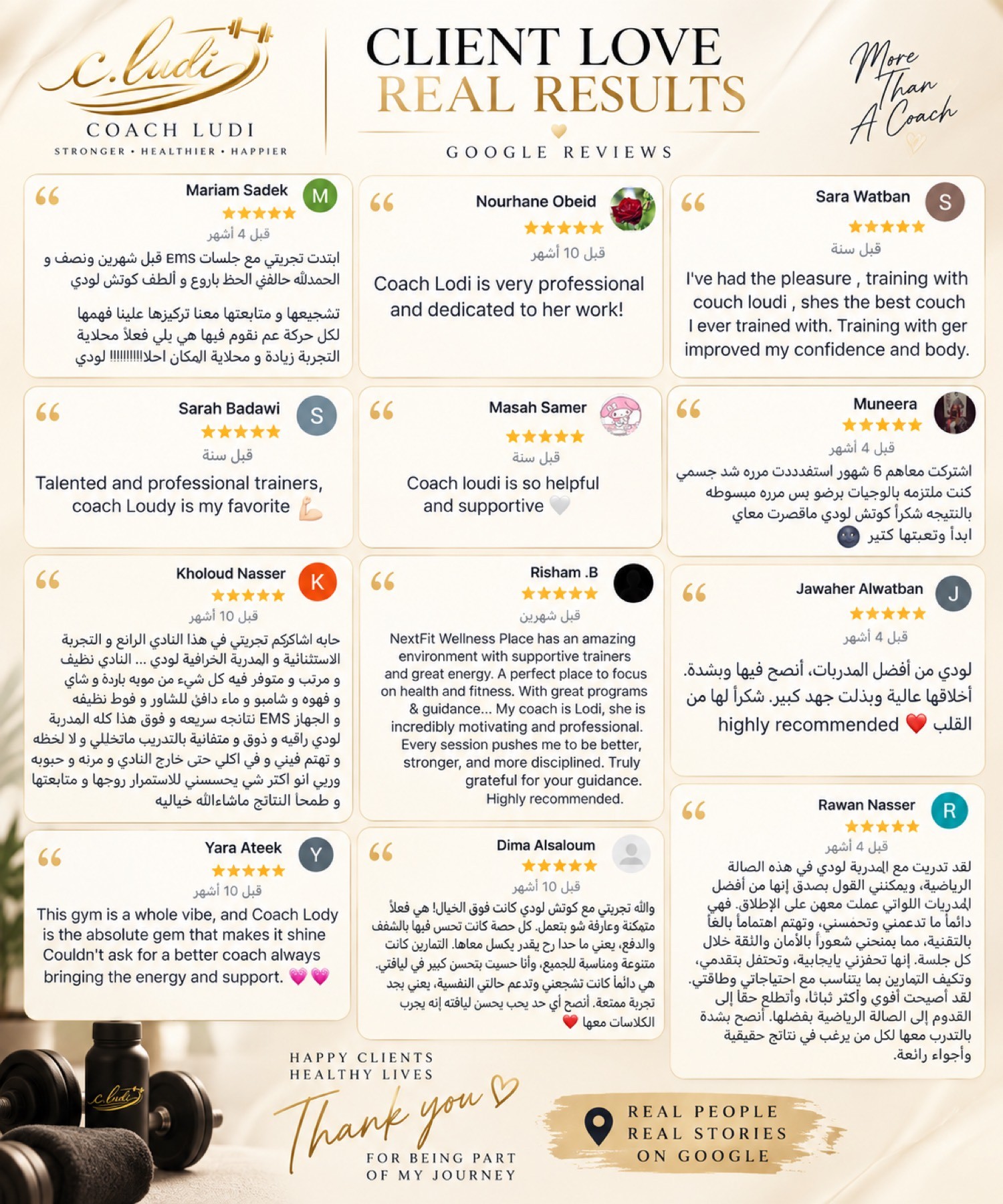 تقييمات Google لعميلات كوتش لودي